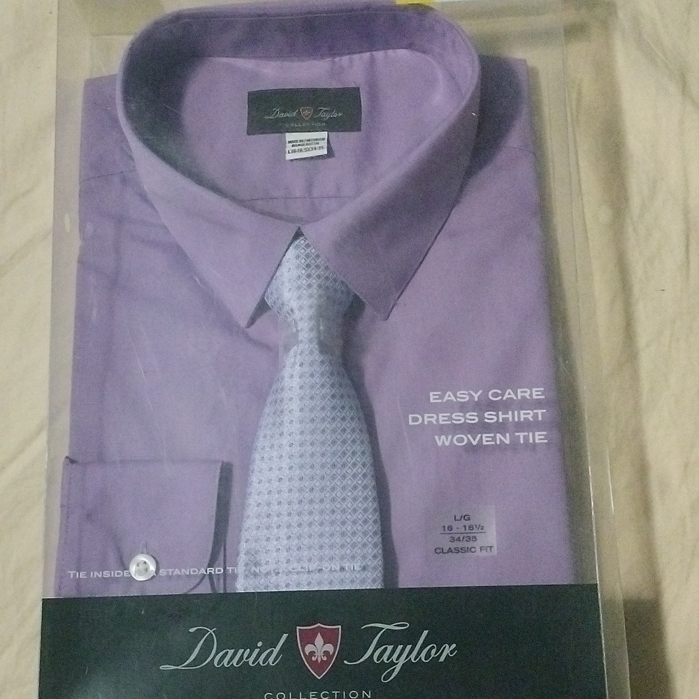 New Men's L Dress shirt with tie David Taylor